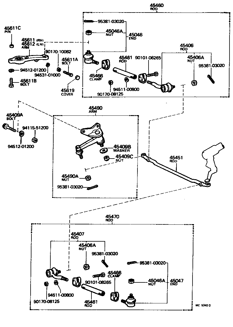 Toyota 45406-29075 ROD SUB-ASSY, TIE, RH