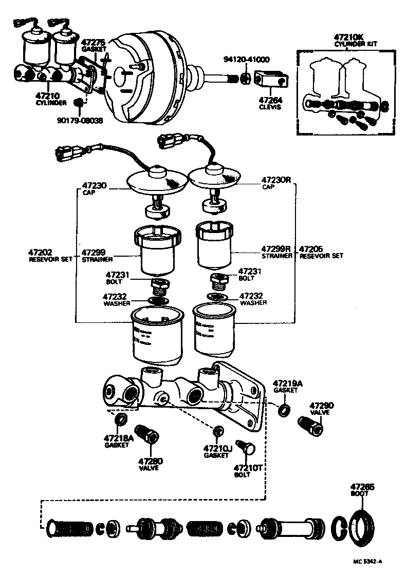 Toyota 47202-22100 RESERVOIR SUB-ASSY, BRAKE MASTER CYLINDER