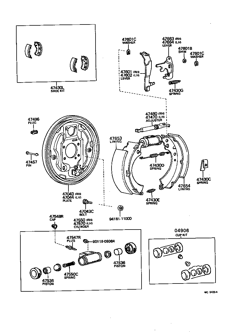 Toyota 47550-29075 CYLINDER ASSY, REAR WHEEL BRAKE(FOR RH, FRONT OR UPPER)