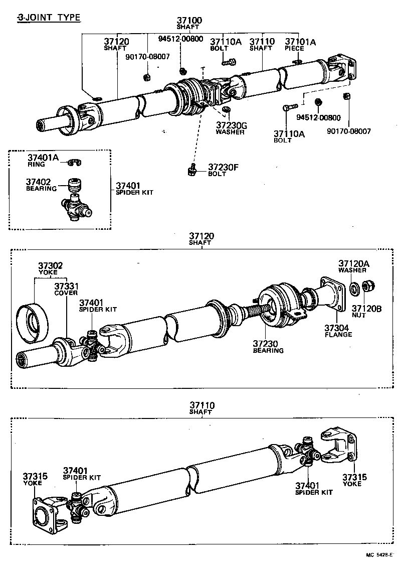 90119-10133 BOLT, NO.1 (FOR CENTER SUPPORT BEARING) product image