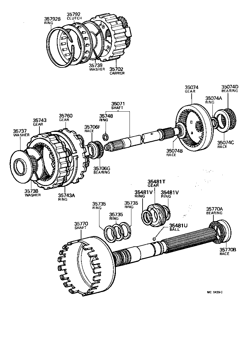 35708-30010 SHAFT SUB-ASSY, PLANETARY INTERMEDIATE product image