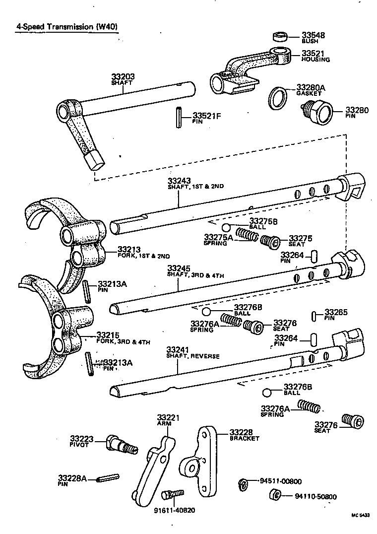 33203-20050 SHAFT SUB-ASSY, SHIFT LEVER, NO.1 product image