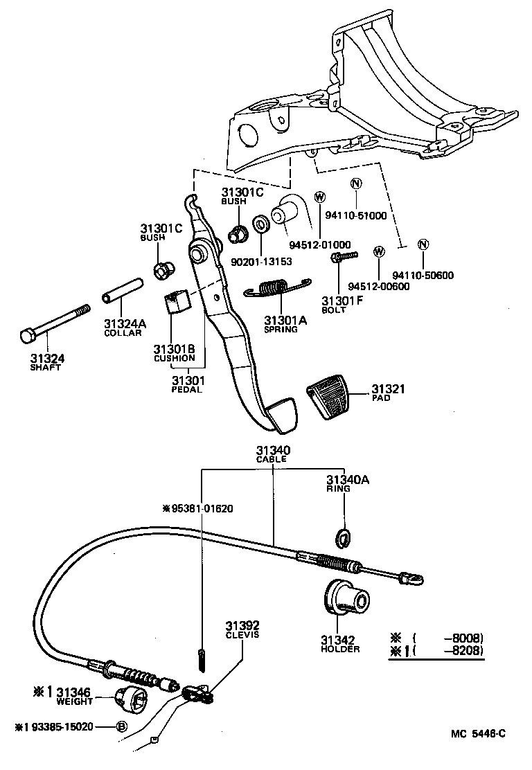 31301-10080 PEDAL SUB-ASSY, CLUTCH product image