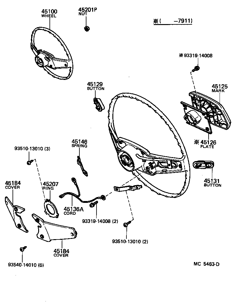 45125-10110 MARK, STEERING WHEEL PAD product image