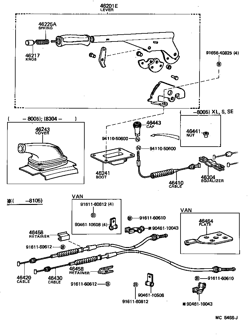 46430-10040 CABLE ASSY, PARKING BRAKE, NO.3 product image