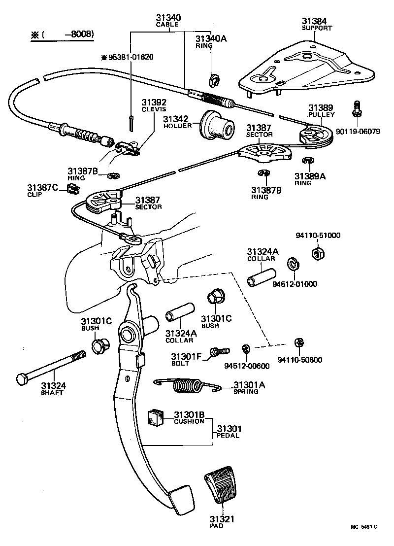 31301-10080 PEDAL SUB-ASSY, CLUTCH product image