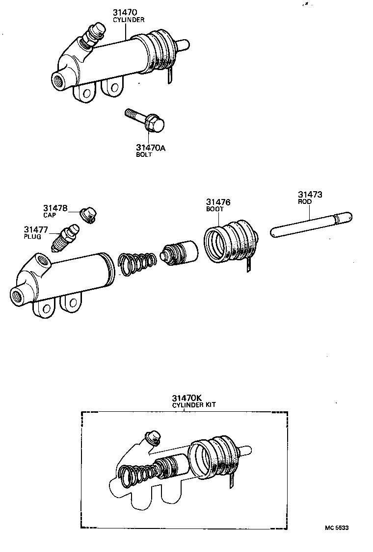 31470-30160 CYLINDER ASSY, CLUTCH RELEASE product image