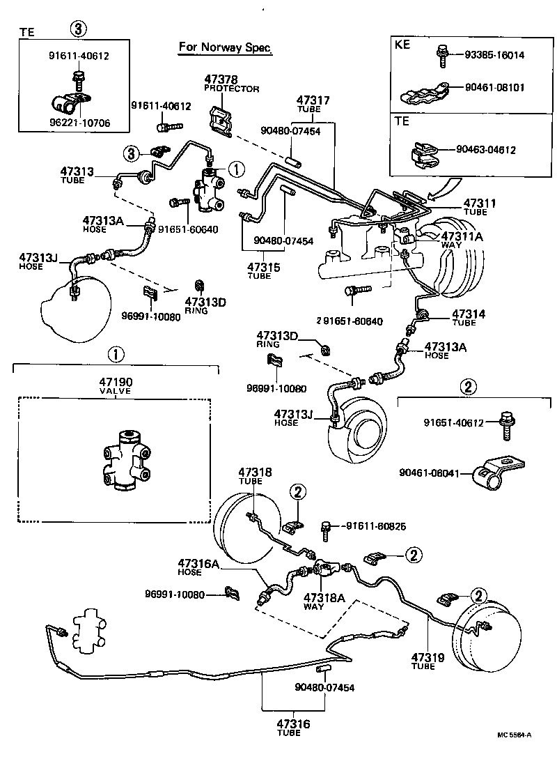 47311-12201 TUBE, FRONT BRAKE, NO.1 product image