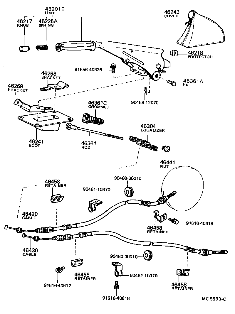 Toyota 46420-16020 CABLE ASSY, PARKING BRAKE, NO.2