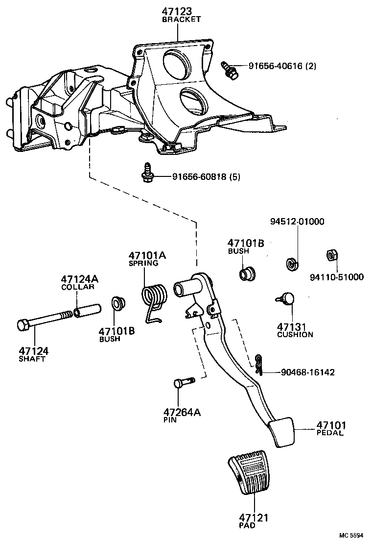 47101-16010 PEDAL SUB-ASSY, BRAKE product image