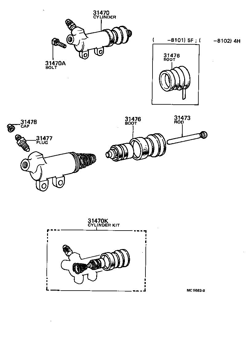 04313-28010 CYLINDER KIT, CLUTCH RELEASE product image