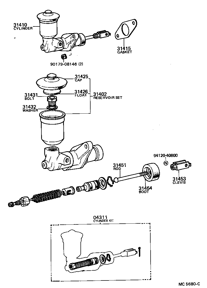 31410-35092 CYLINDER ASSY, CLUTCH MASTER product image