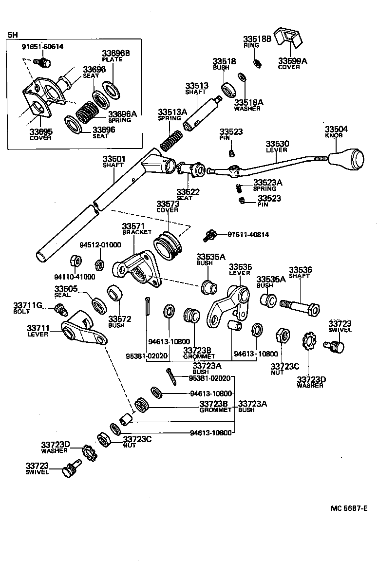 33078-35100 SHAFT SUB-ASSY, CROSS, NO.2(FOR COLUMN SHIFT) product image