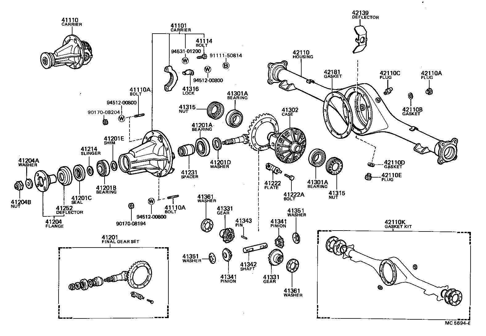 41231-40010 SPACER, REAR DIFFERENTIAL DRIVE PINION BEARING product image