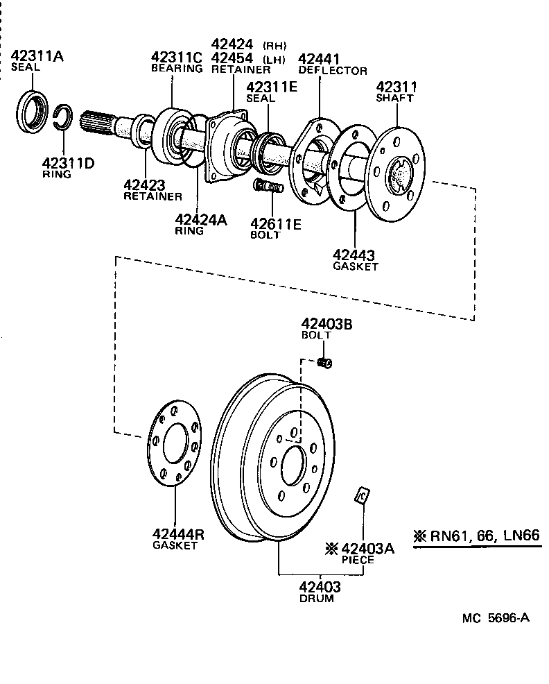 Toyota 42311-35130 SHAFT, REAR AXLE