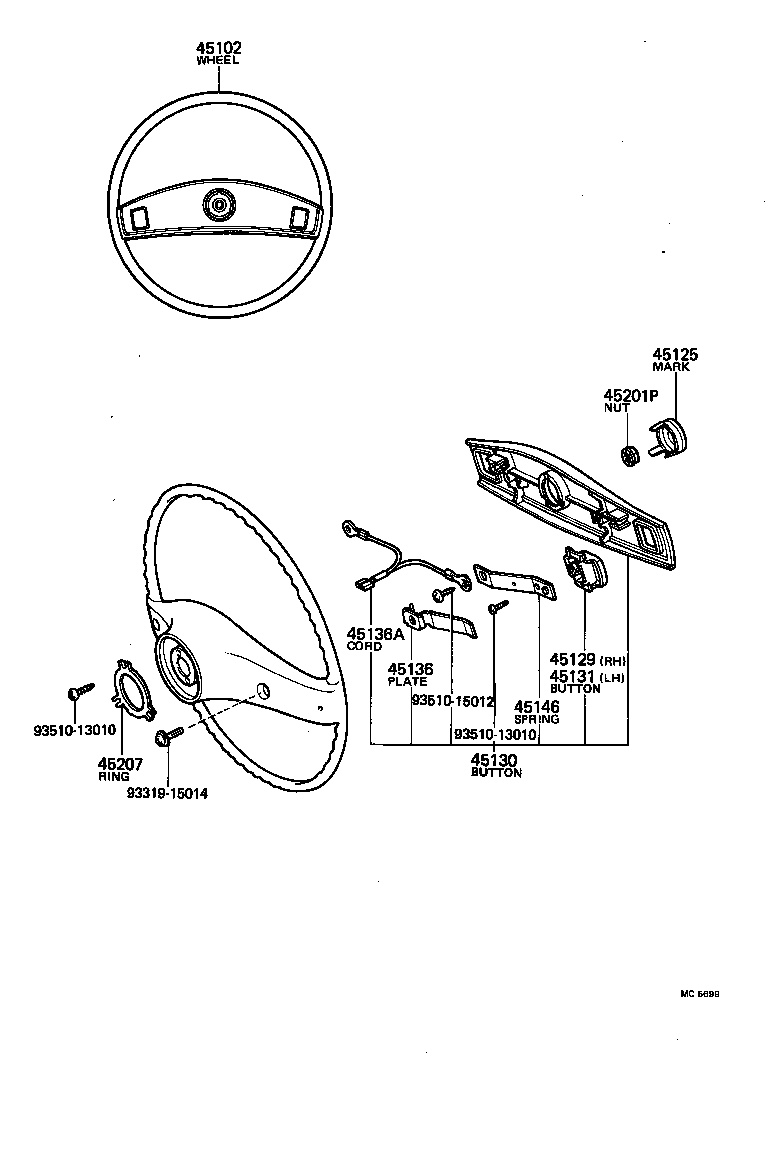 45100-35170 WHEEL SUB-ASSY, STEERING product image
