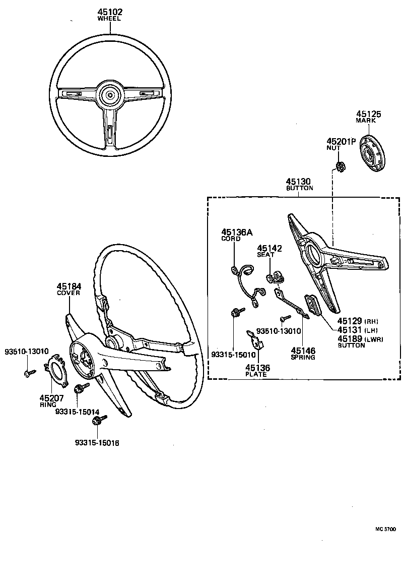 45100-35170 WHEEL SUB-ASSY, STEERING product image