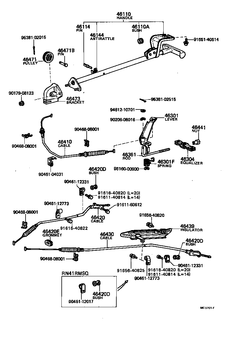 46420-35151 CABLE ASSY, PARKING BRAKE, NO.2 product image