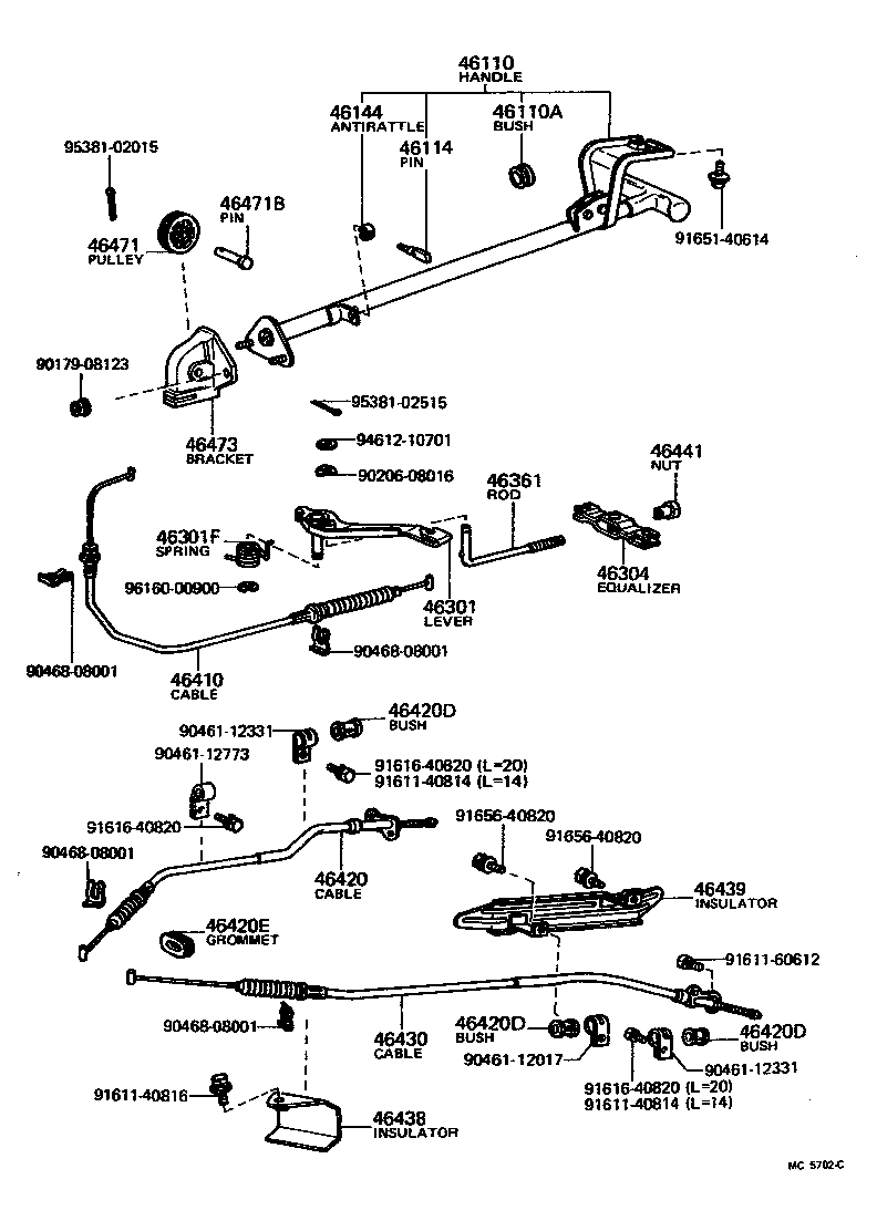 Toyota 46420-35142 CABLE ASSY, PARKING BRAKE, NO.2