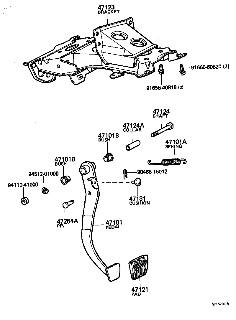 47101-35150 PEDAL SUB-ASSY, BRAKE product image
