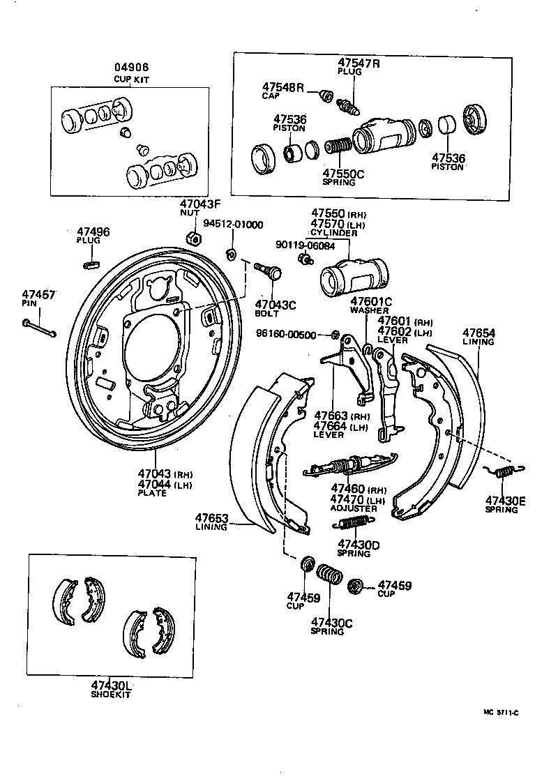 Toyota 47550-39166 CYLINDER ASSY, REAR WHEEL BRAKE(FOR RH, FRONT OR UPPER)