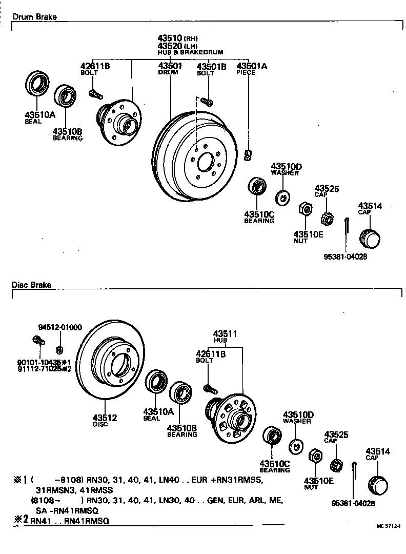 43510-35071 HUB AND BRAKE DRUM ASSY, FRONT AXLE, RH product image