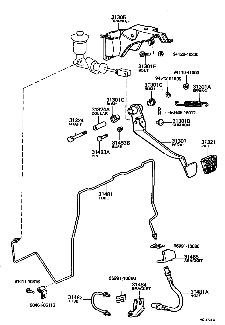 Toyota 31301-35110 PEDAL SUB-ASSY, CLUTCH