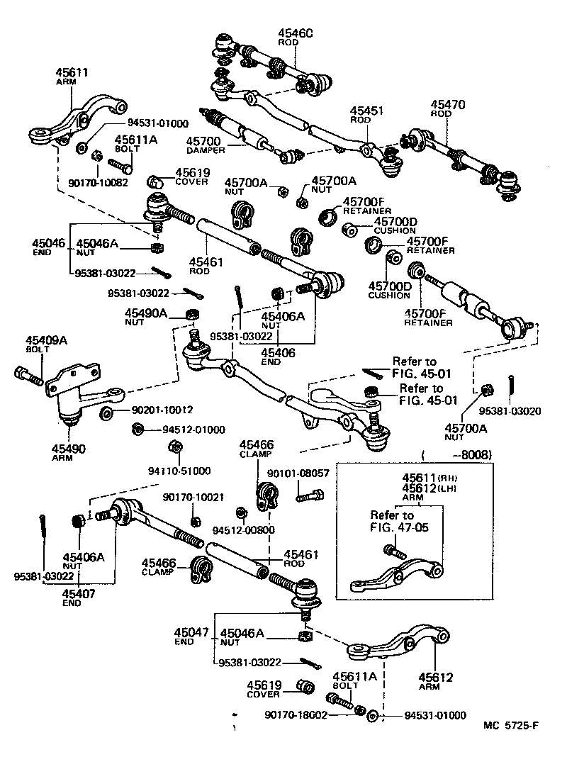 Toyota 45046-29115 END SUB-ASSY, TIE ROD, RH
