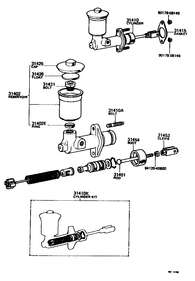 31410-20160 CYLINDER ASSY, CLUTCH MASTER product image