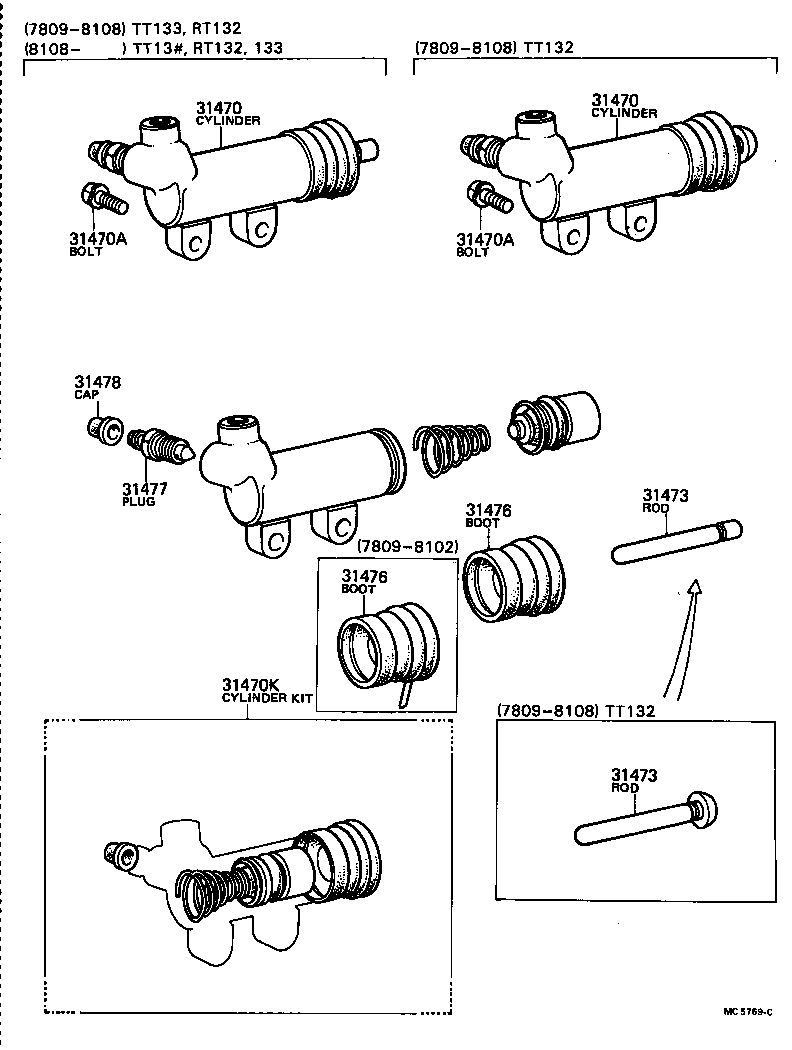 31470-20141 CYLINDER ASSY, CLUTCH RELEASE product image