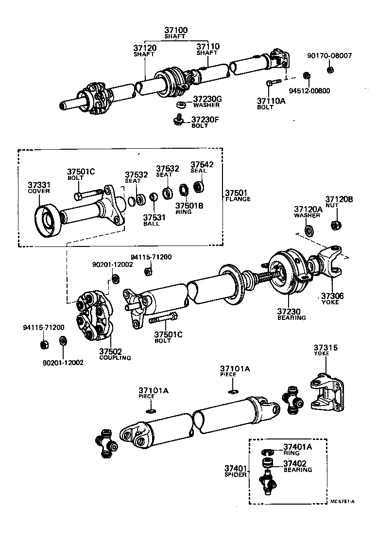 37100-20160 SHAFT ASSY, PROPELLER W/CENTER BEARING product image