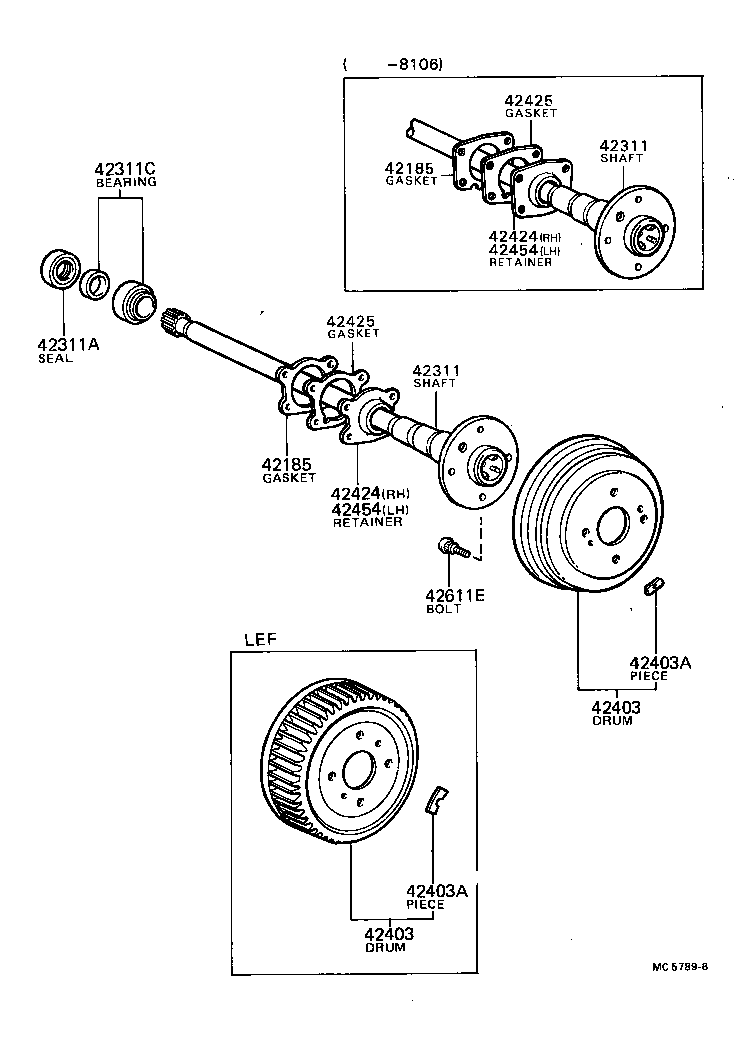 42431-20060 DRUM SUB-ASSY, REAR BRAKE product image