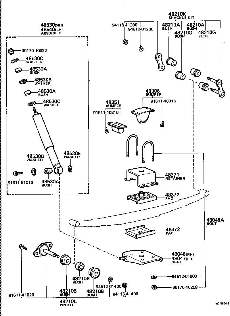 48516-21010 BRACKET, REAR SHOCK ABSORBER, UPPER RH product image