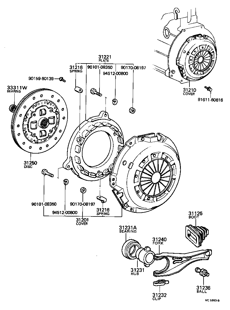 Toyota 31210-30142 COVER ASSY, CLUTCH