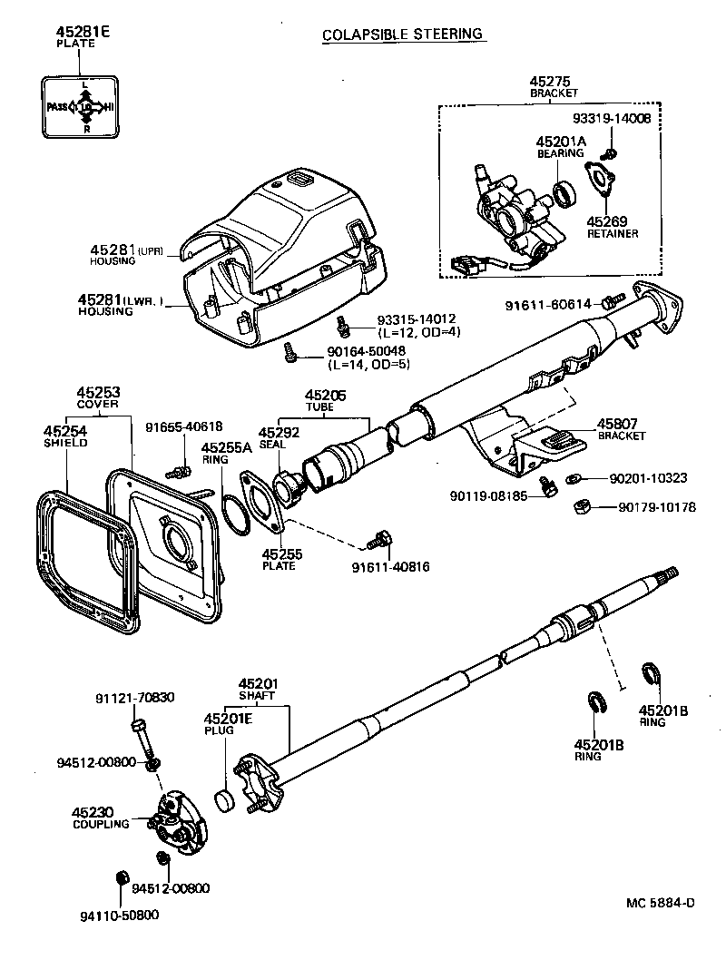 45082-22011 BRACKET SUB-ASSY, STEERING COLUMN UPPER SUPPORT product image