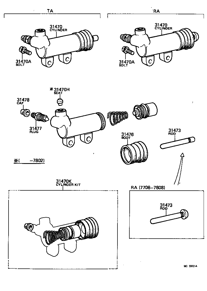 31473-30050 ROD, CLUTCH RELEASE CYLINDER PUSH, NO.1 product image