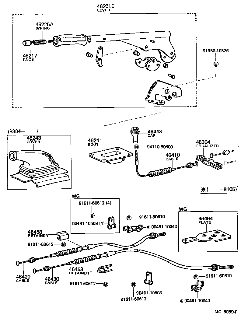 46420-11080 CABLE ASSY, PARKING BRAKE, NO.2 product image