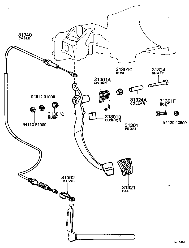31301-16020 PEDAL SUB-ASSY, CLUTCH product image