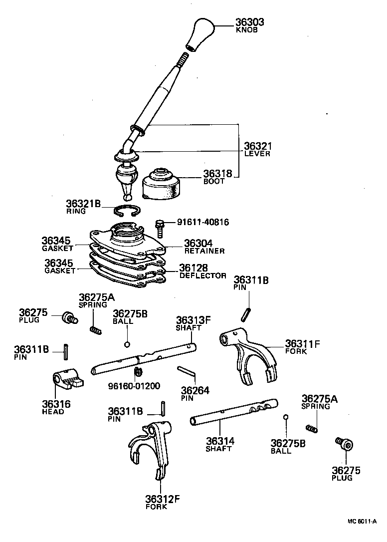 Toyota 36312-35010 FORK, TRANSFER GEAR SHIFT, NO.2