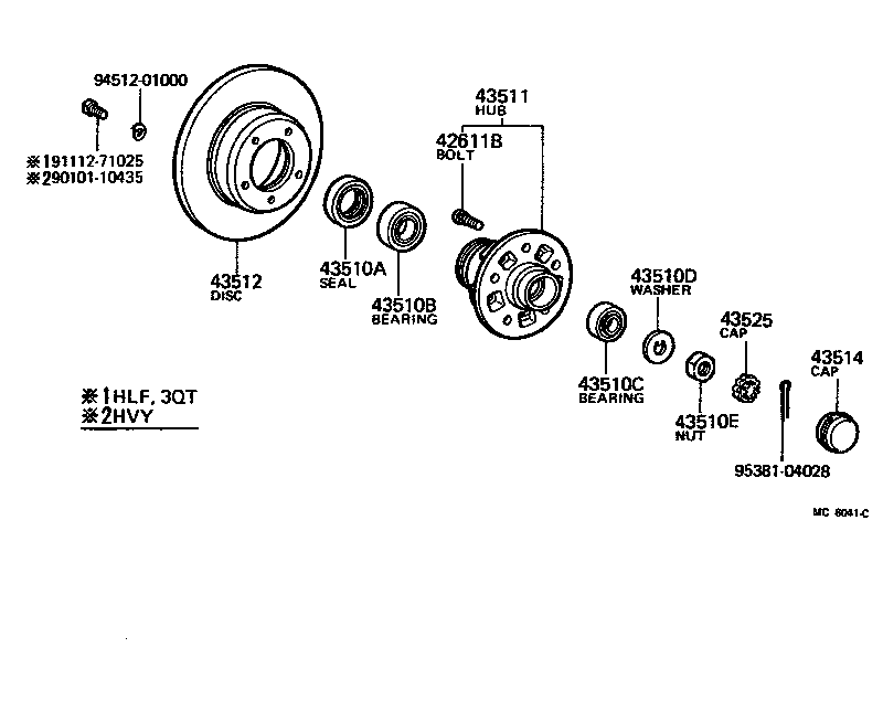 Toyota 90942-02037 BOLT, HUB (FOR FRONT AXLE)