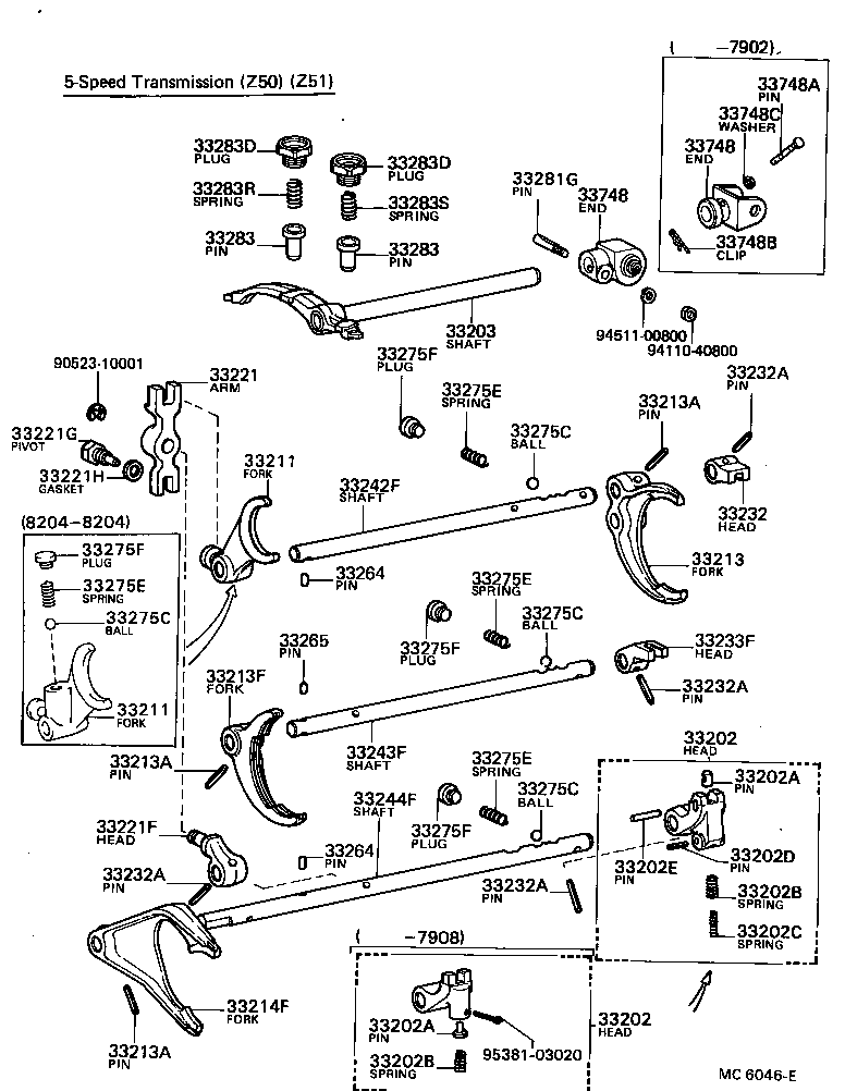 33203-16010 SHAFT SUB-ASSY, SHIFT LEVER, NO.1 product image