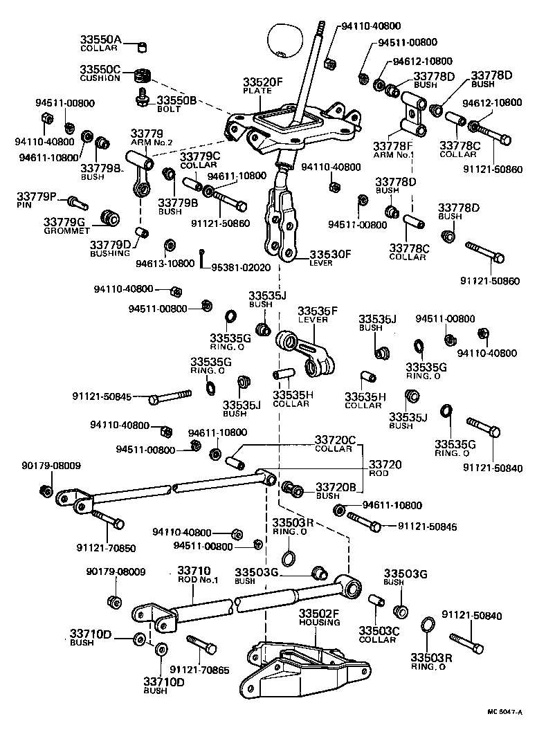 33503-16030 LEVER ASSY, SHIFT (FOR FLOOR SHIFT) product image