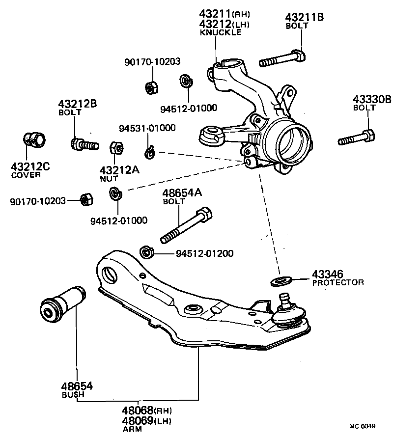43212-16010 KNUCKLE, STEERING, LH product image
