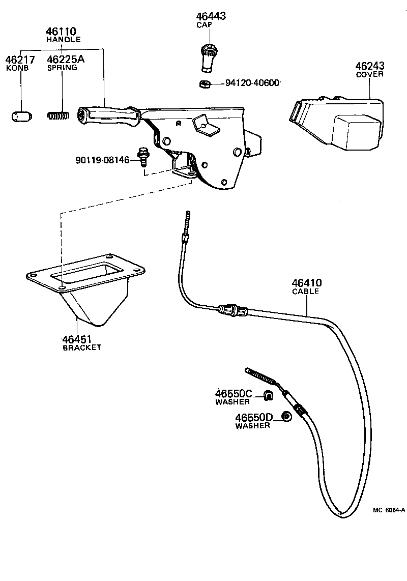 46210-60030 HANDLE ASSY, PARKING BRAKE CONTROL product image