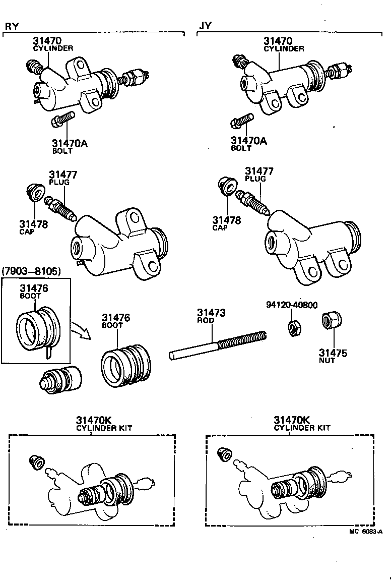 31470-25010 CYLINDER ASSY, CLUTCH RELEASE product image