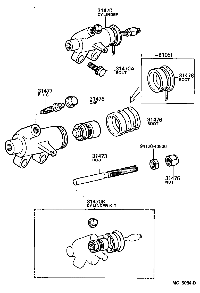 31470-25010 CYLINDER ASSY, CLUTCH RELEASE product image