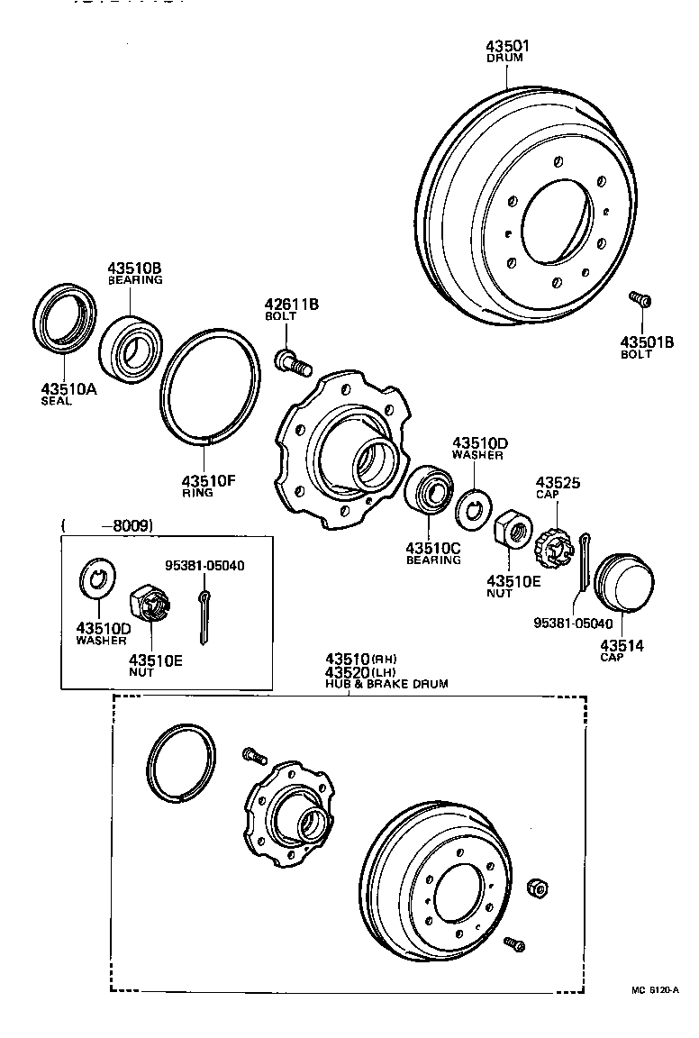 43512-36060 DRUM SUB-ASSY, FRONT BRAKE product image