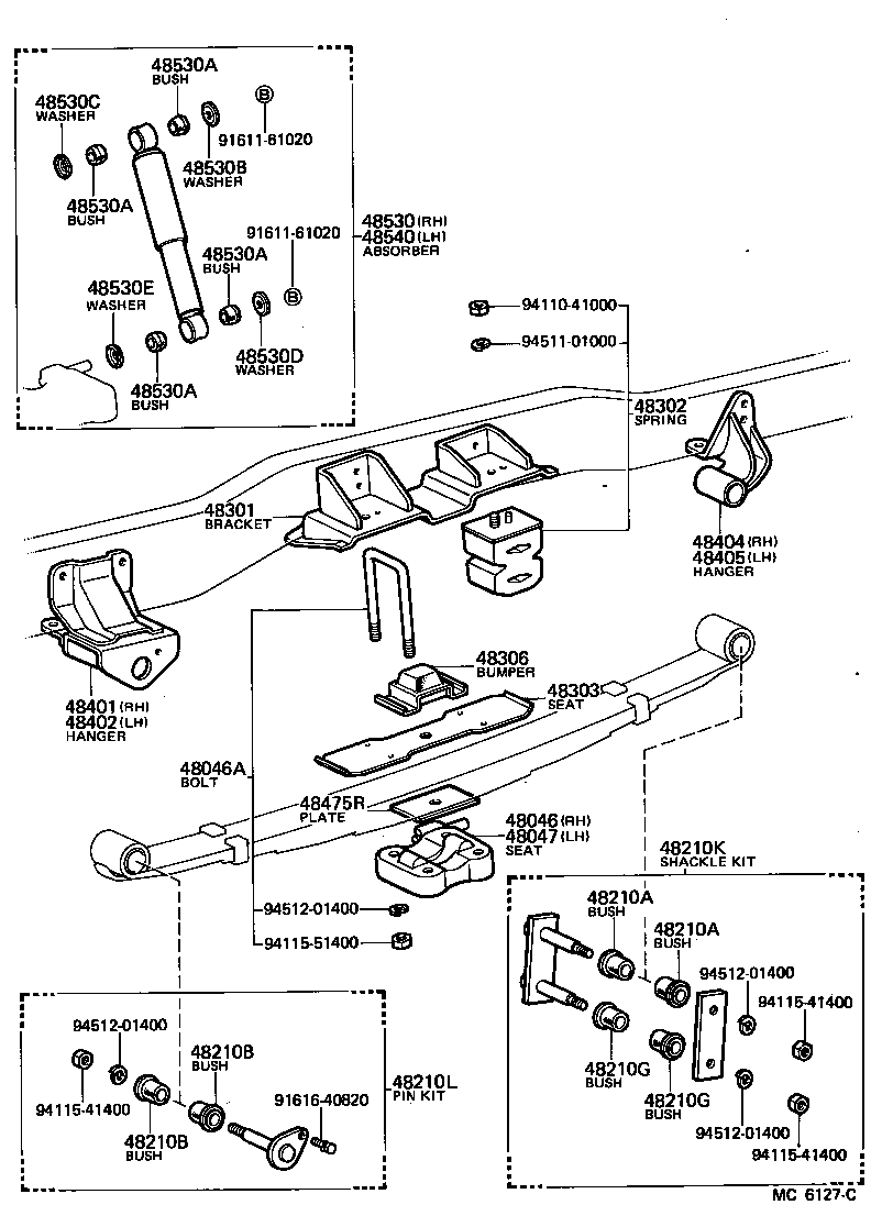 48516-36020 BRACKET, REAR SHOCK ABSORBER, UPPER RH product image