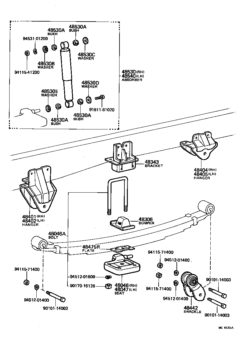 48505-36020 BRACKET, REAR SHOCK ABSORBER, UPPER RH product image