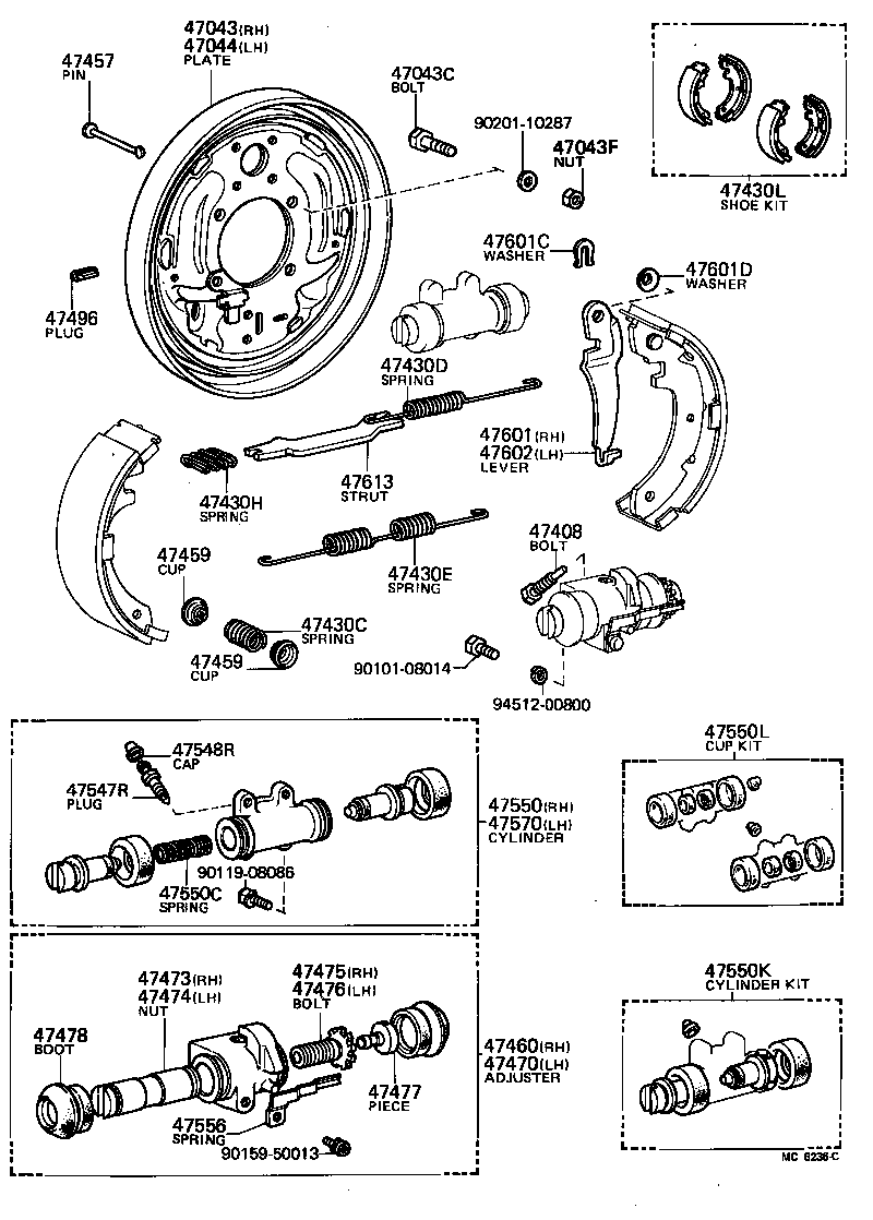 47550-29235 CYLINDER ASSY, REAR WHEEL BRAKE(FOR RH, FRONT OR UPPER) product image